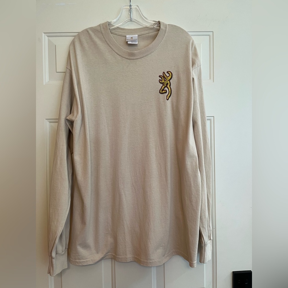 Men’s Browning long sleeve tan/beige graphic tee shirt. Size large - Picture 2 of 11